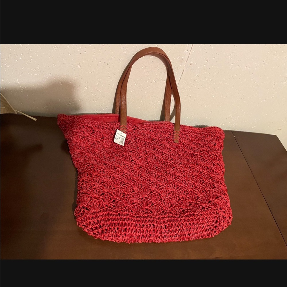 Dress Barn Red Straw Shoulder Bag